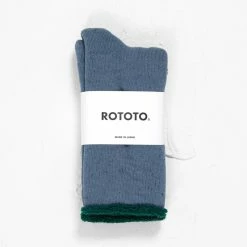 Port Northampton MAN Rototo Double Face Cozy Sleeping Socks - Light Blue / Green