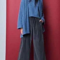 Port Northampton Atelier Delphine Haori Coat In Baby Alpaca - Slate WOMAN