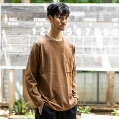 Port Northampton Jackman Long Sleeve Pocket Tee - Flame Brown