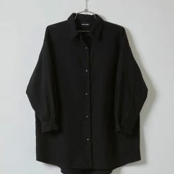 Port Northampton Atelier Delphine Oversized Overlay In Japanese Cotton Flannel - Black