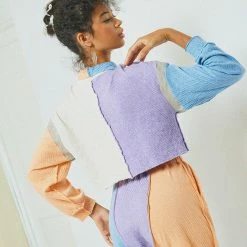 Port Northampton Atelier Delphine Double Layered Patchwork Knit Rugby Shirt WOMAN