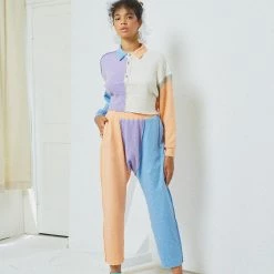 Port Northampton Atelier Delphine Double Layered Patchwork Knit Rugby Shirt WOMAN