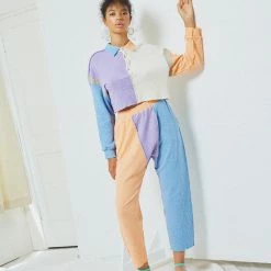 Port Northampton Atelier Delphine Double Layered Patchwork Knit Rugby Shirt WOMAN