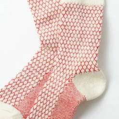 Port Northampton MAN Rototo Woolen Jacquard Crew Socks "Pop Corn" - Ivory / Red