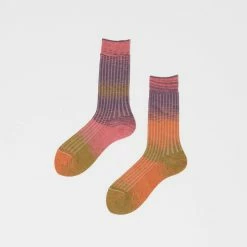 Port Northampton WOMAN Atelier Delphine Japanese Ribbed Kasuri Socks - Nairobi