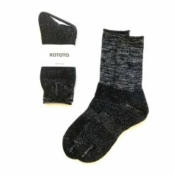Port Northampton Rototo Washi Pile Crew Socks - Black MAN