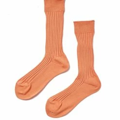 Port Northampton Atelier Delphine Silky Cotton Rib Sock - Cantaloupe