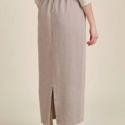 Port Northampton Black Crane Long Skirt - Light Stone WOMAN