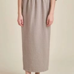 Port Northampton Black Crane Long Skirt - Light Stone WOMAN