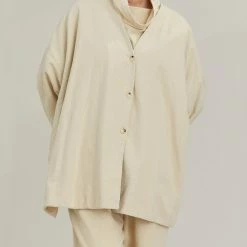 Port Northampton WOMAN Black Crane V-Neck Jacket - Cream