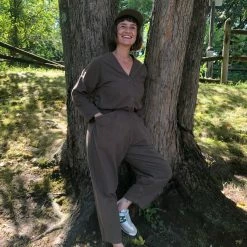 Port Northampton WOMAN Black Crane Painter Jumpsuit