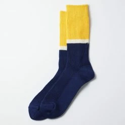 Port Northampton Rototo Bicolor Ribbed Crew Socks - Yellow/navy MAN