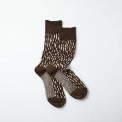 Port Northampton Rototo Rain Drop Crew Socks - Dark Brown / Ivory MAN