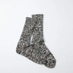 Port Northampton Rototo Low Gauge Slub Crew Socks - Black/white