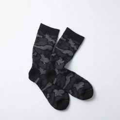Port Northampton Rototo Camo Pile Crew Socks - Black MAN