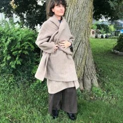 Port Northampton Atelier Delphine Haori Coat Long - Herringbone Wool WOMAN