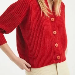 Port Northampton Rita Row Diech Cardigan - Red WOMAN