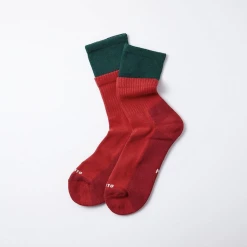 Port Northampton Rototo Organic Cotton Double Layer Crew Socks - Red / Green