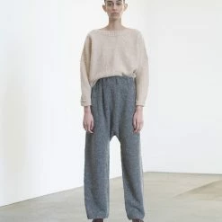 Port Northampton Atelier Delphine Kiri Pant In Boucle Alpaca - Dark Grey WOMAN