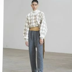 Port Northampton Atelier Delphine Kiri Pant In Boucle Alpaca - Dark Grey WOMAN