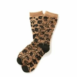 Port Northampton Rototo Leopard Pile Crew Sock - Dark Beige