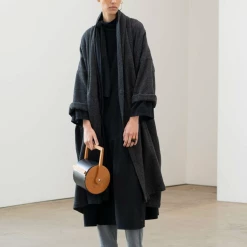 Port Northampton Atelier Delphine Haori Coat Long - Herringbone Wool WOMAN