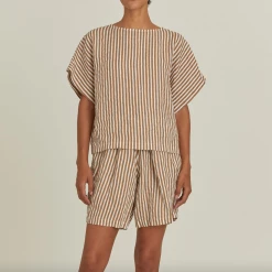 Port Northampton WOMAN Black Crane Box Top - Thin Stripe