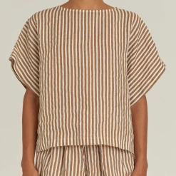 Port Northampton WOMAN Black Crane Box Top - Thin Stripe