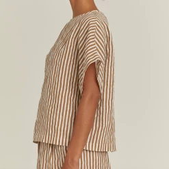 Port Northampton WOMAN Black Crane Box Top - Thin Stripe