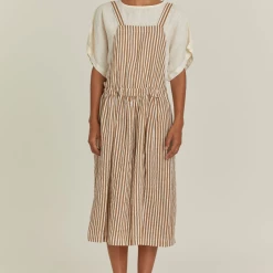 Port Northampton Black Crane Apron Dress - Thin Stripe WOMAN