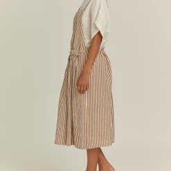 Port Northampton Black Crane Apron Dress - Thin Stripe WOMAN