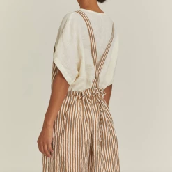 Port Northampton Black Crane Apron Dress - Thin Stripe WOMAN