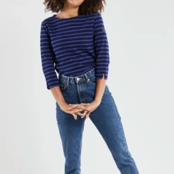 Port Northampton Armor Lux Heritage 3/4 Sleeve - Seal Blue/Lapis Blue WOMAN