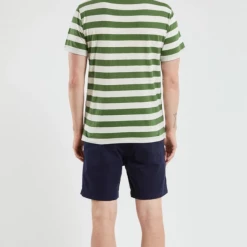 Port Northampton Armor Lux Heritage Cotton/Linen Bold Stripe Tee - Ficus Green/nature MAN