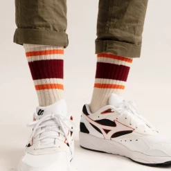 Port Northampton American Trench Retro Stripe Sock - Berry / Orange MAN
