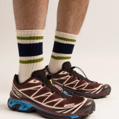 Port Northampton American Trench Retro Stripe Sock - Navy / Chive MAN