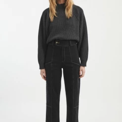 Port Northampton Rita Row Black Elastic Jeans WOMAN