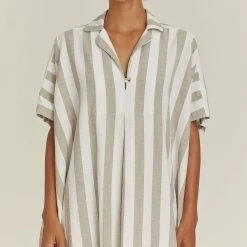 Port Northampton WOMAN Black Crane Kite Dress - Wide Stripe