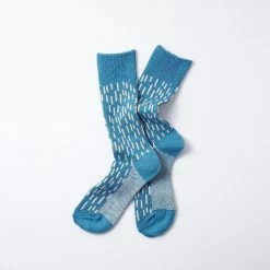 Port Northampton Rototo Rain Drop Crew Socks - Blue / Ivory