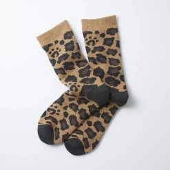 Port Northampton Rototo Leopard Pile Crew Sock - Dark Beige