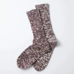 Port Northampton Rototo Low Gauge Slub Crew Socks - Burgundy MAN