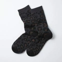 Port Northampton Rototo Leopard Pile Crew Socks - Charcoal